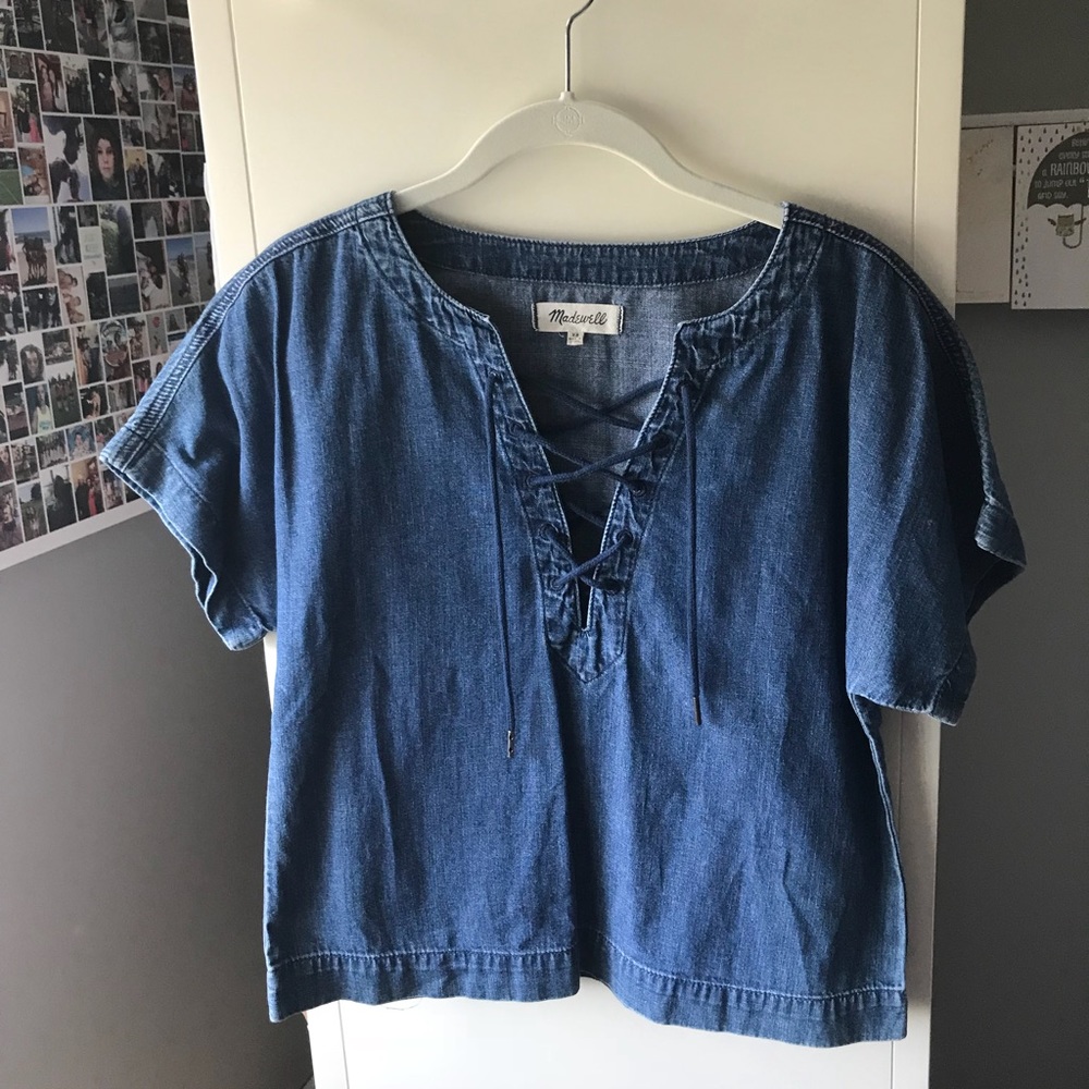 Madewell Denim Lace-up Blouse